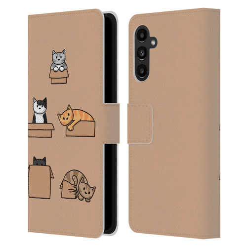 Beth Wilson Doodle Cats 2 Boxes Leather Book Wallet Case Cover For Samsung Galaxy A13 5G (2021)