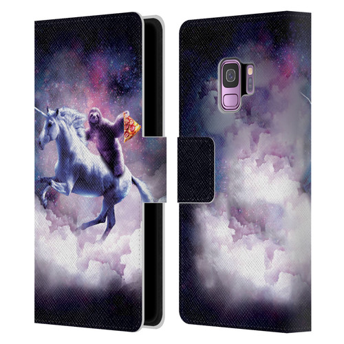 Random Galaxy Space Unicorn Ride Pizza Sloth Leather Book Wallet Case Cover For Samsung Galaxy S9