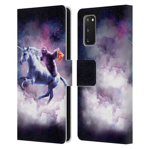 Random Galaxy Space Unicorn Ride Pizza Sloth Leather Book Wallet Case Cover For Samsung Galaxy S20 / S20 5G