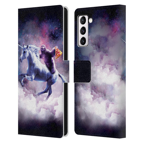 Random Galaxy Space Unicorn Ride Pizza Sloth Leather Book Wallet Case Cover For Samsung Galaxy S21+ 5G