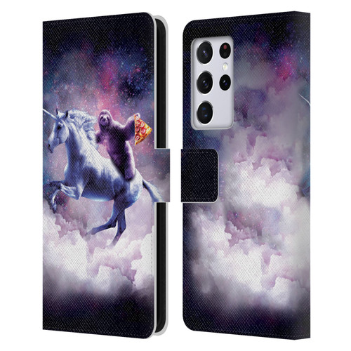 Random Galaxy Space Unicorn Ride Pizza Sloth Leather Book Wallet Case Cover For Samsung Galaxy S21 Ultra 5G