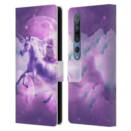Random Galaxy Space Unicorn Ride Purple Galaxy Cat Leather Book Wallet Case Cover For Xiaomi Mi 10 5G / Mi 10 Pro 5G