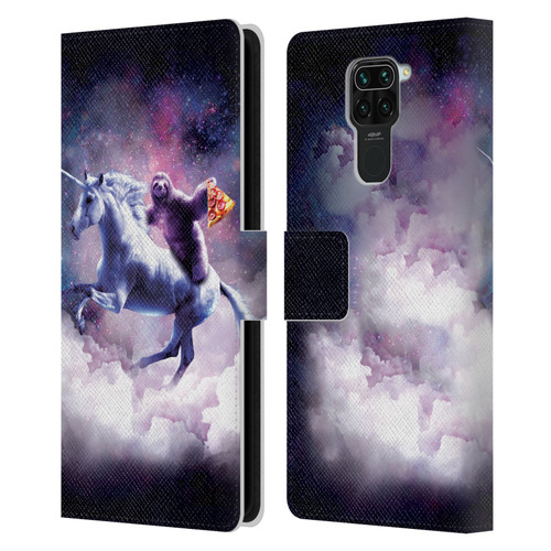 Random Galaxy Space Unicorn Ride Pizza Sloth Leather Book Wallet Case Cover For Xiaomi Redmi Note 9 / Redmi 10X 4G