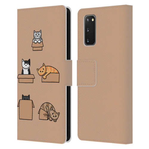 Beth Wilson Doodle Cats 2 Boxes Leather Book Wallet Case Cover For Samsung Galaxy S20 / S20 5G
