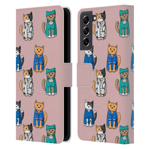 Beth Wilson Doodle Cats 2 Professionals Leather Book Wallet Case Cover For Samsung Galaxy S21 FE 5G