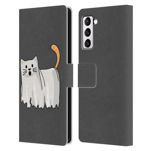 Beth Wilson Doodle Cats 2 Halloween Ghost Leather Book Wallet Case Cover For Samsung Galaxy S21+ 5G