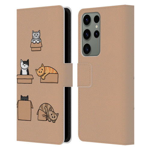 Beth Wilson Doodle Cats 2 Boxes Leather Book Wallet Case Cover For Samsung Galaxy S23 Ultra 5G