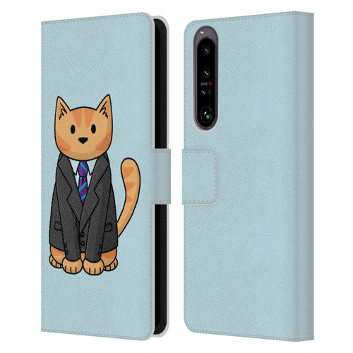Beth Wilson Doodle Cats 2 Business Suit Leather Book Wallet Case Cover For Sony Xperia 1 IV
