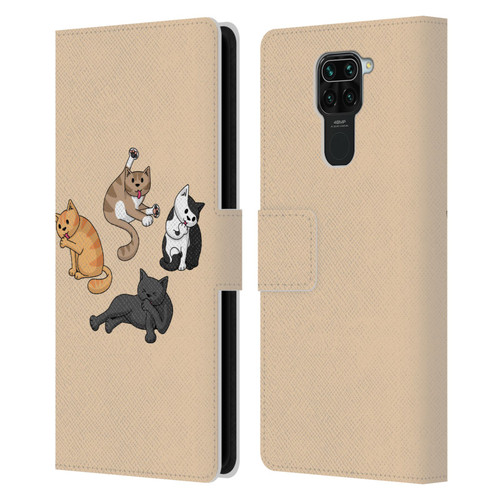 Beth Wilson Doodle Cats 2 Washing Time Leather Book Wallet Case Cover For Xiaomi Redmi Note 9 / Redmi 10X 4G