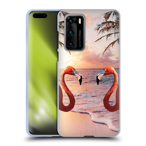 Random Galaxy Mixed Designs Flamingos & Palm Trees Soft Gel Case for Huawei P40 5G