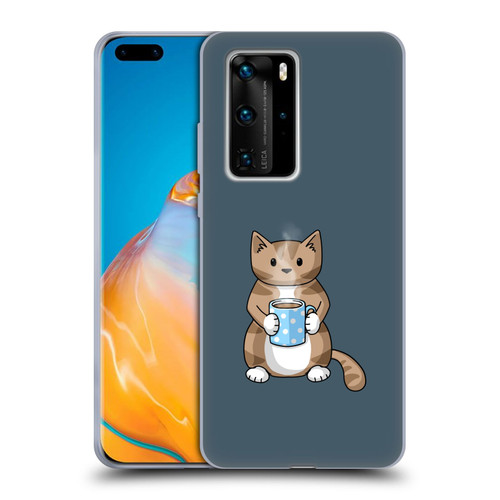 Beth Wilson Doodlecats Coffee Drinking Soft Gel Case for Huawei P40 Pro / P40 Pro Plus 5G