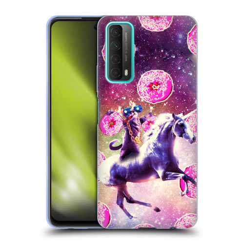 Random Galaxy Mixed Designs Thug Cat Riding Unicorn Soft Gel Case for Huawei P Smart (2021)