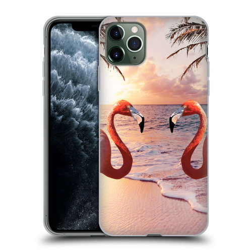 Random Galaxy Mixed Designs Flamingos & Palm Trees Soft Gel Case for Apple iPhone 11 Pro Max