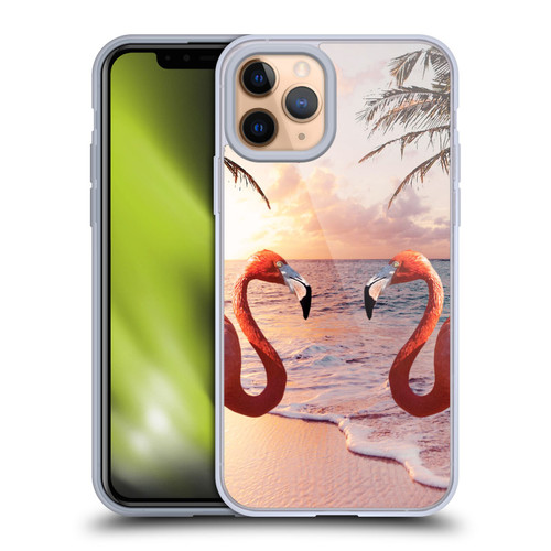 Random Galaxy Mixed Designs Flamingos & Palm Trees Soft Gel Case for Apple iPhone 11 Pro