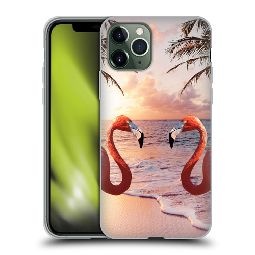Random Galaxy Mixed Designs Flamingos & Palm Trees Soft Gel Case for Apple iPhone 11 Pro