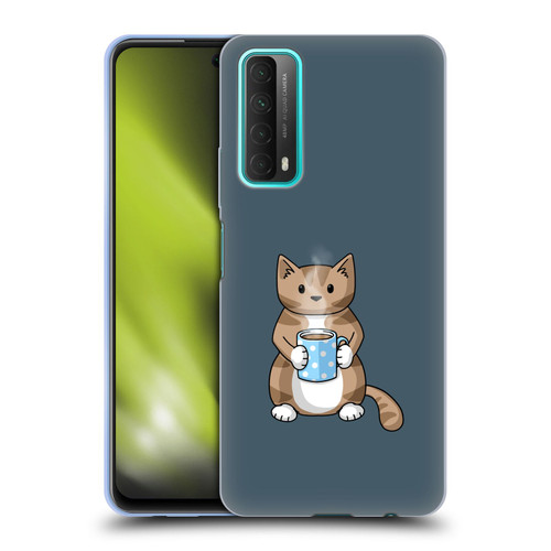 Beth Wilson Doodlecats Coffee Drinking Soft Gel Case for Huawei P Smart (2021)