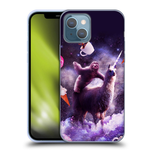 Random Galaxy Mixed Designs Sloth Riding Unicorn Soft Gel Case for Apple iPhone 13