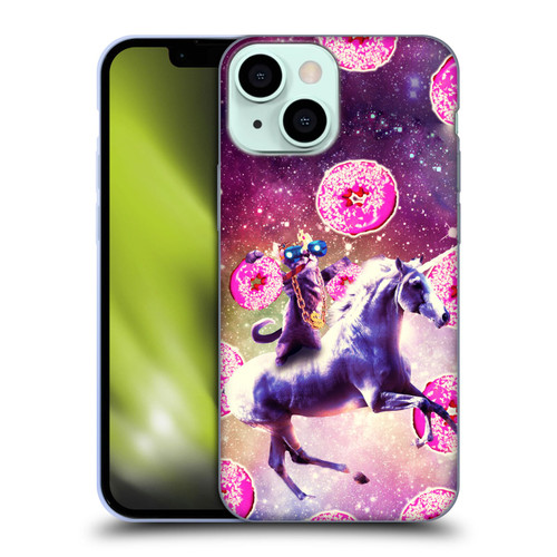 Random Galaxy Mixed Designs Thug Cat Riding Unicorn Soft Gel Case for Apple iPhone 13 Mini