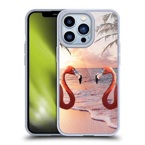 Random Galaxy Mixed Designs Flamingos & Palm Trees Soft Gel Case for Apple iPhone 13 Pro