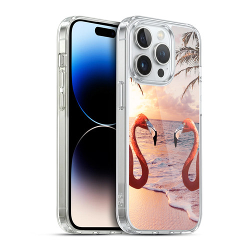 Random Galaxy Mixed Designs Flamingos & Palm Trees Soft Gel Case for Apple iPhone 14 Pro & MagSafe