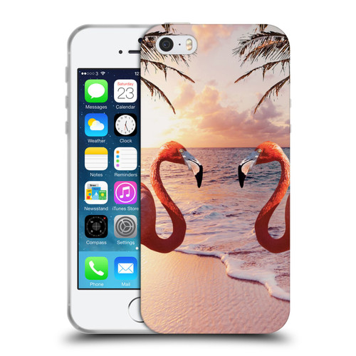 Random Galaxy Mixed Designs Flamingos & Palm Trees Soft Gel Case for Apple iPhone 5 / 5s / iPhone SE 2016