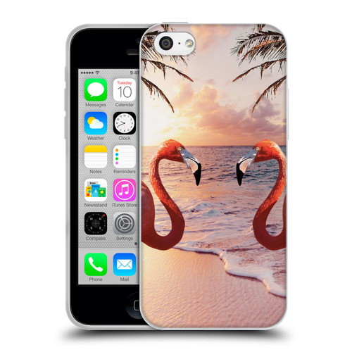 Random Galaxy Mixed Designs Flamingos & Palm Trees Soft Gel Case for Apple iPhone 5c