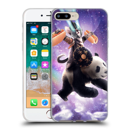 Random Galaxy Mixed Designs Warrior Cat Riding Panda Soft Gel Case for Apple iPhone 7 Plus / iPhone 8 Plus