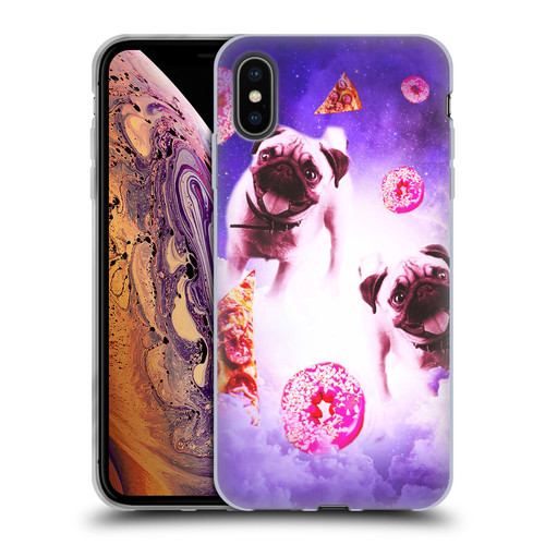 Random Galaxy Mixed Designs Pugs Pizza & Donut Soft Gel Case for Apple iPhone XS Max
