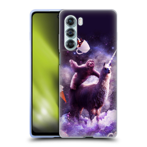 Random Galaxy Mixed Designs Sloth Riding Unicorn Soft Gel Case for Motorola Edge S30 / Moto G200 5G