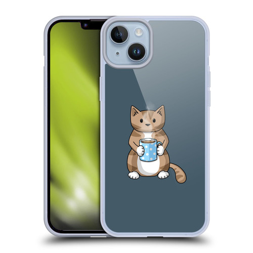 Beth Wilson Doodlecats Coffee Drinking Soft Gel Case for Apple iPhone 14 Plus