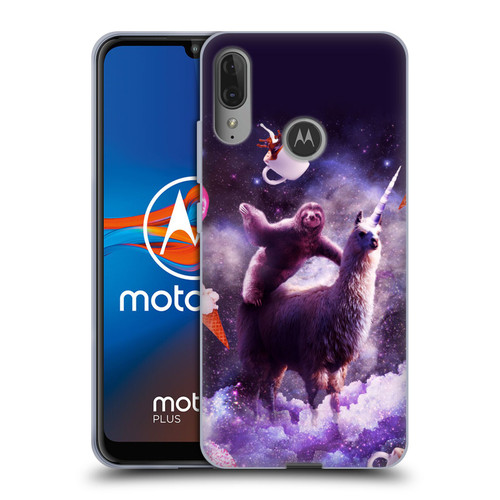 Random Galaxy Mixed Designs Sloth Riding Unicorn Soft Gel Case for Motorola Moto E6 Plus