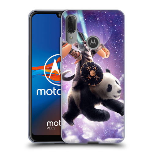 Random Galaxy Mixed Designs Warrior Cat Riding Panda Soft Gel Case for Motorola Moto E6 Plus