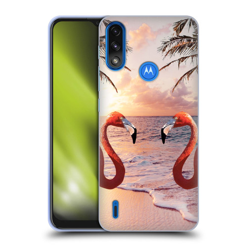 Random Galaxy Mixed Designs Flamingos & Palm Trees Soft Gel Case for Motorola Moto E7 Power / Moto E7i Power