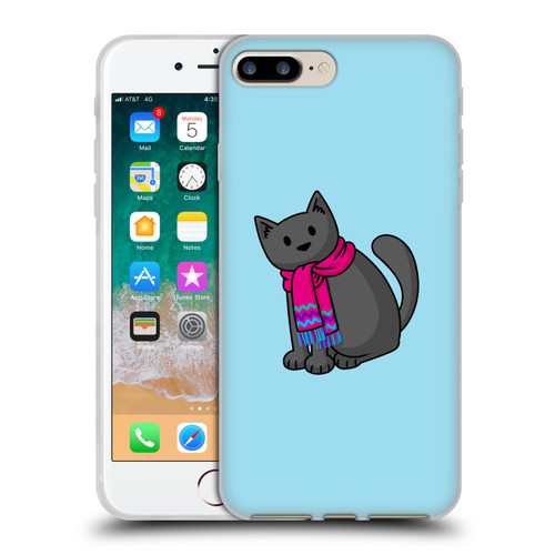 Beth Wilson Doodlecats Cold In A Scarf Soft Gel Case for Apple iPhone 7 Plus / iPhone 8 Plus