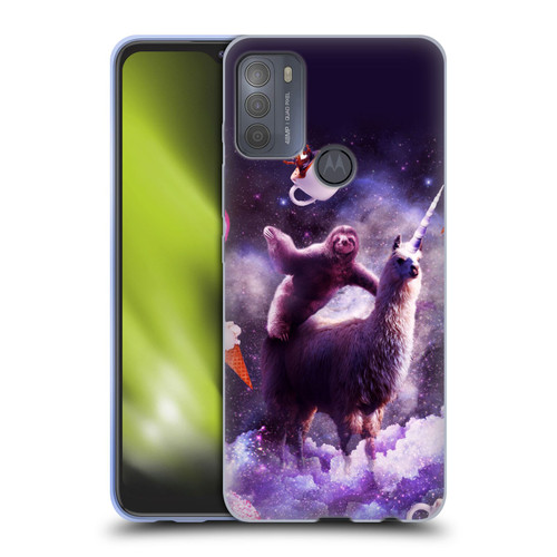 Random Galaxy Mixed Designs Sloth Riding Unicorn Soft Gel Case for Motorola Moto G50