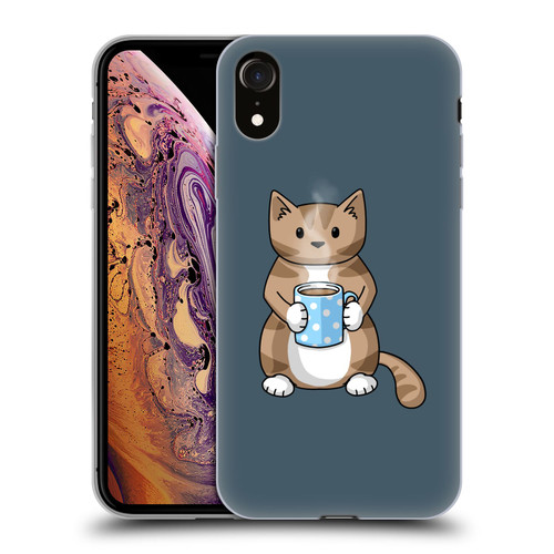 Beth Wilson Doodlecats Coffee Drinking Soft Gel Case for Apple iPhone XR