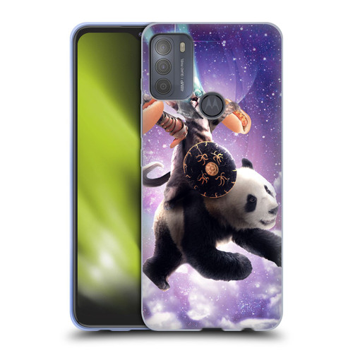 Random Galaxy Mixed Designs Warrior Cat Riding Panda Soft Gel Case for Motorola Moto G50