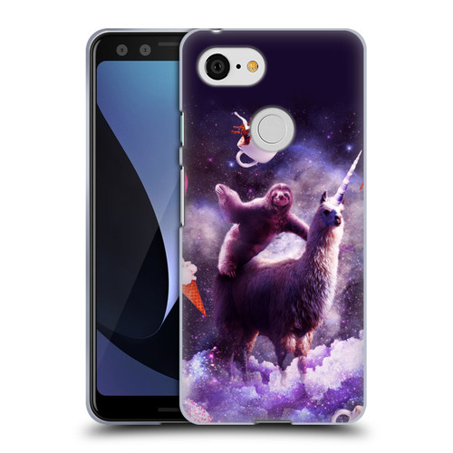 Random Galaxy Mixed Designs Sloth Riding Unicorn Soft Gel Case for Google Pixel 3