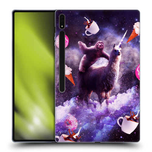 Random Galaxy Mixed Designs Sloth Riding Unicorn Soft Gel Case for Samsung Galaxy Tab S8 Ultra