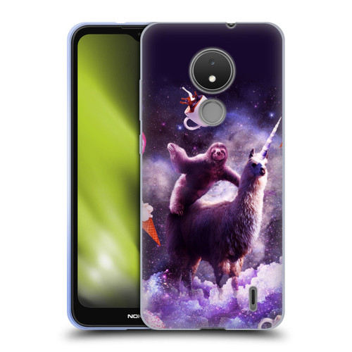 Random Galaxy Mixed Designs Sloth Riding Unicorn Soft Gel Case for Nokia C21