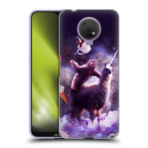 Random Galaxy Mixed Designs Sloth Riding Unicorn Soft Gel Case for Nokia G10