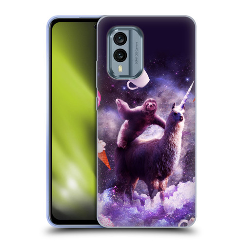 Random Galaxy Mixed Designs Sloth Riding Unicorn Soft Gel Case for Nokia X30