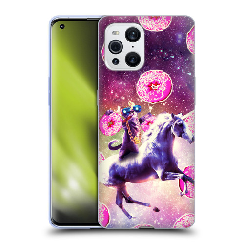 Random Galaxy Mixed Designs Thug Cat Riding Unicorn Soft Gel Case for OPPO Find X3 / Pro