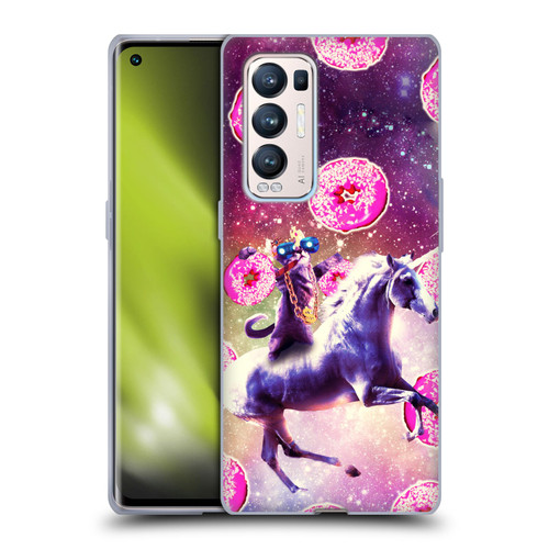 Random Galaxy Mixed Designs Thug Cat Riding Unicorn Soft Gel Case for OPPO Find X3 Neo / Reno5 Pro+ 5G