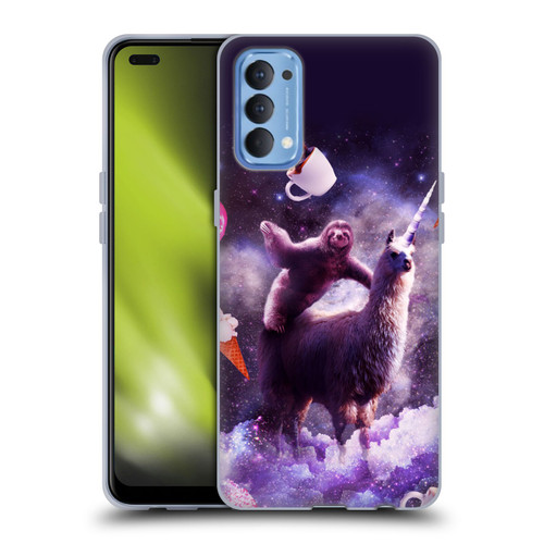 Random Galaxy Mixed Designs Sloth Riding Unicorn Soft Gel Case for OPPO Reno 4 5G