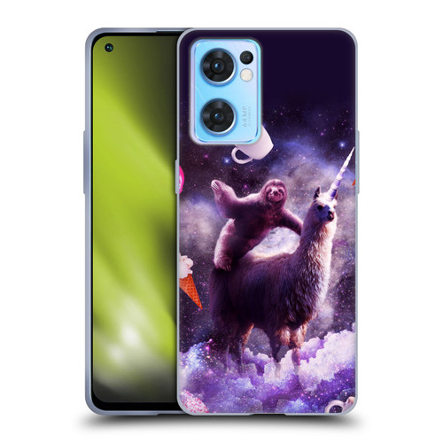 Random Galaxy Mixed Designs Sloth Riding Unicorn Soft Gel Case for OPPO Reno7 5G / Find X5 Lite
