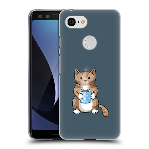 Beth Wilson Doodlecats Coffee Drinking Soft Gel Case for Google Pixel 3