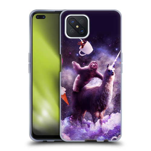 Random Galaxy Mixed Designs Sloth Riding Unicorn Soft Gel Case for OPPO Reno4 Z 5G