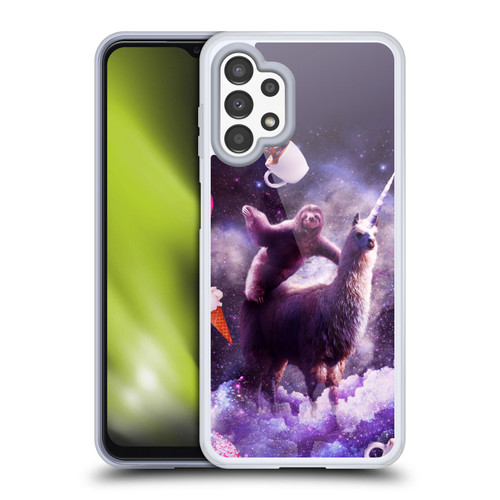 Random Galaxy Mixed Designs Sloth Riding Unicorn Soft Gel Case for Samsung Galaxy A13 (2022)