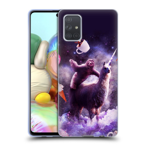 Random Galaxy Mixed Designs Sloth Riding Unicorn Soft Gel Case for Samsung Galaxy A71 (2019)
